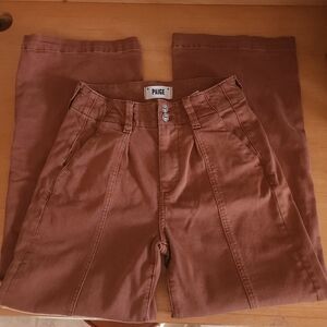 Paige High Waist Wode Leg Brown Jeans Pants Size 24
